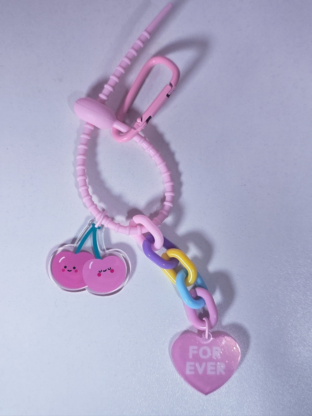 Cute Pink Cherry Heart Keychain Charm